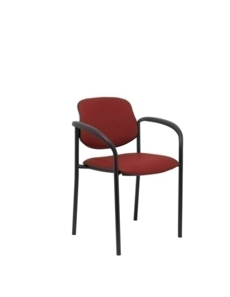 SILLA PIQUERAS Y CRESPO VILLALGORDO CONFIDENTE BRAZOS FIJOS CHASIS NEGRO ASIENTO Y RESPALDO TAPIZADOS SIMILPIEL GRANATE