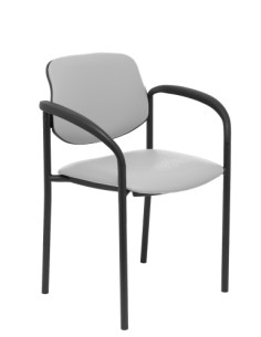 SILLA PIQUERAS Y CRESPO VILLALGORDO CONFIDENTE BRAZOS FIJOS CHASIS NEGRO ASIENTO Y RESPALDO TAPIZADOS SIMILPIEL GRIS