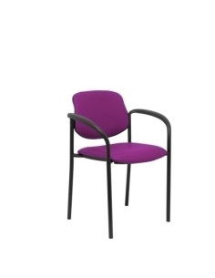 SILLA PIQUERAS Y CRESPO VILLALGORDO CONFIDENTE BRAZOS FIJOS CHASIS NEGRO ASIENTO Y RESPALDO TAPIZADOS SIMILPIEL MORADO