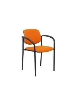 SILLA PIQUERAS Y CRESPO VILLALGORDO CONFIDENTE BRAZOS FIJOS CHASIS NEGRO ASIENTO Y RESPALDO TAPIZADOS SIMILPIEL NARANJA