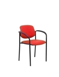 SILLA PIQUERAS Y CRESPO VILLALGORDO CONFIDENTE BRAZOS FIJOS CHASIS NEGRO ASIENTO Y RESPALDO TAPIZADOS SIMILPIEL ROJO