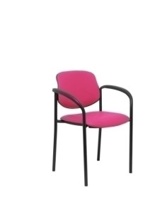 SILLA PIQUERAS Y CRESPO VILLALGORDO CONFIDENTE BRAZOS FIJOS CHASIS NEGRO ASIENTO Y RESPALDO TAPIZADOS SIMILPIEL ROSA