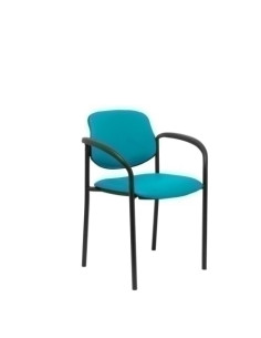 SILLA PIQUERAS Y CRESPO VILLALGORDO CONFIDENTE BRAZOS FIJOS CHASIS NEGRO ASIENTO Y RESPALDO TAPIZADOS SIMILPIEL VERDE