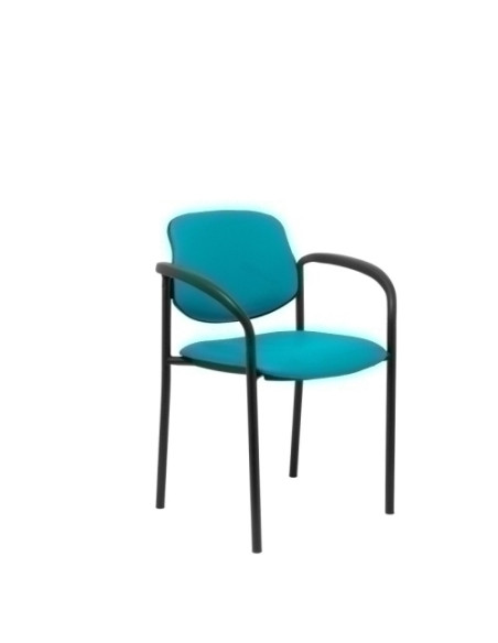 SILLA PIQUERAS Y CRESPO VILLALGORDO CONFIDENTE BRAZOS FIJOS CHASIS NEGRO ASIENTO Y RESPALDO TAPIZADOS SIMILPIEL VERDE