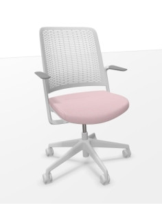 SILLA PIQUERAS Y CRESPO WITHME BRAZOS FIJOS MECANISMO de AUTOTENSION RESPALDO MALLA GRIS CLARO Y ASIENTO TAPIZADO ERA ROSA