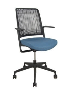 SILLA PIQUERAS Y CRESPO WITHME BRAZOS FIJOS MECANISMO de AUTOTENSION RESPALDO MALLA NEGRA Y ASIENTO TAPIZADO BLAZER AZUL PETROLE
