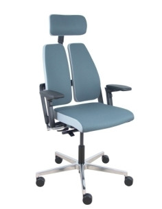 SILLA PIQUERAS Y CRESPO XILIUM DUO BRAZOS REGULABLES 4D CABECERO MECANISMO SINCRO con TRASLACK Y X-MOVE TAPIZADO BONDAI GRIS CLA