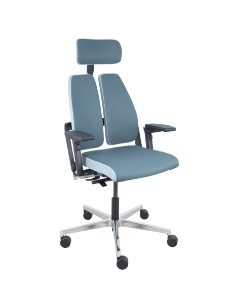 SILLA PIQUERAS Y CRESPO XILIUM DUO BRAZOS REGULABLES 4D CABECERO MECANISMO SINCRO con TRASLACK Y X-MOVE TAPIZADO BONDAI GRIS CLA
