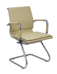 SILLA PIQUERAS Y CRESPO YESTE CONFIDENTE PATA PATIN CROMADO ASIENTO Y RESPADO TAPIZADO SIMILPIEL CREMA