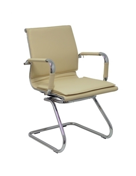 SILLA PIQUERAS Y CRESPO YESTE CONFIDENTE PATA PATIN CROMADO ASIENTO Y RESPADO TAPIZADO SIMILPIEL CREMA