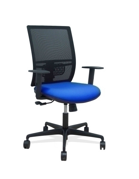 SILLA PIQUERAS Y CRESPO YUNQUERA BRAZOS REGULABLE ERGONOMICA MECANISMO SINCRO RESPALDO MALLA NEGRA ASIENTO TAPIZADO BALI AZUL