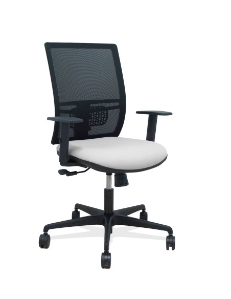 SILLA PIQUERAS Y CRESPO YUNQUERA BRAZOS REGULABLE ERGONOMICA MECANISMO SINCRO RESPALDO MALLA NEGRA ASIENTO TAPIZADO BALI GRIS CL