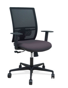 SILLA PIQUERAS Y CRESPO YUNQUERA BRAZOS REGULABLE ERGONOMICA MECANISMO SINCRO RESPALDO MALLA NEGRA ASIENTO TAPIZADO BALI GRIS OS