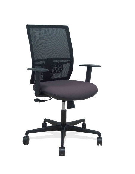 SILLA PIQUERAS Y CRESPO YUNQUERA BRAZOS REGULABLE ERGONOMICA MECANISMO SINCRO RESPALDO MALLA NEGRA ASIENTO TAPIZADO BALI GRIS OS