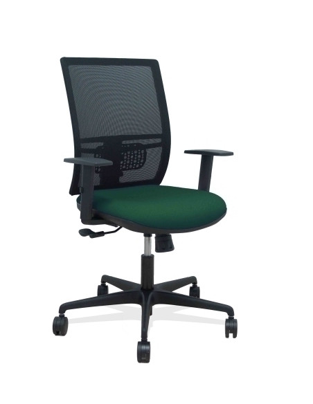 SILLA PIQUERAS Y CRESPO YUNQUERA BRAZOS REGULABLE ERGONOMICA MECANISMO SINCRO RESPALDO MALLA NEGRA ASIENTO TAPIZADO BALI VERDE B