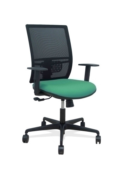 SILLA PIQUERAS Y CRESPO YUNQUERA BRAZOS REGULABLE ERGONOMICA MECANISMO SINCRO RESPALDO MALLA NEGRA ASIENTO TAPIZADO BALI VERDE E