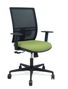 SILLA PIQUERAS Y CRESPO YUNQUERA BRAZOS REGULABLE ERGONOMICA MECANISMO SINCRO RESPALDO MALLA NEGRA ASIENTO TAPIZADO BALI VERDE O