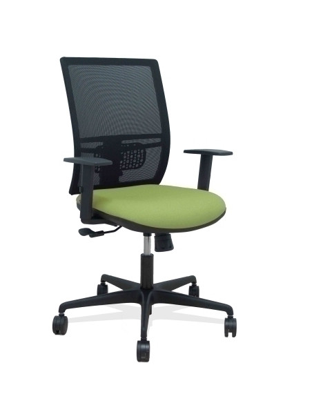 SILLA PIQUERAS Y CRESPO YUNQUERA BRAZOS REGULABLE ERGONOMICA MECANISMO SINCRO RESPALDO MALLA NEGRA ASIENTO TAPIZADO BALI VERDE O