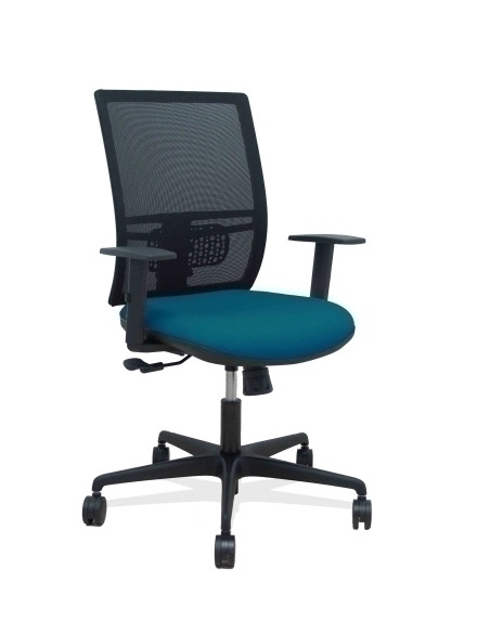 SILLA PIQUERAS Y CRESPO YUNQUERA BRAZOS REGULABLE ERGONOMICA MECANISMO SINCRO RESPALDO MALLA NEGRA ASIENTO TAPIZADO BALI VERDE P