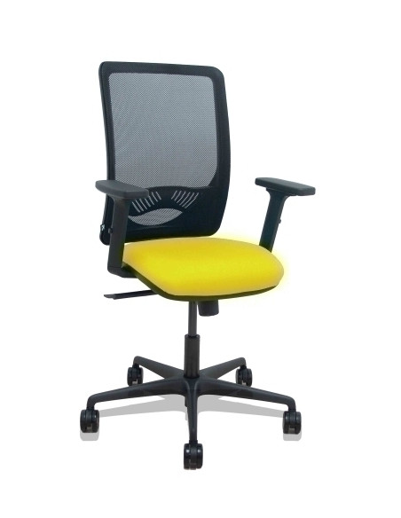 SILLA PIQUERAS Y CRESPO ZULEMA BRAZOS 2D Y APOYO LUMBAR REGULABLES MECANISMO SINCRO RUEDAS NYLON de 65 RESPALDO DE MALLA NEGRA Y