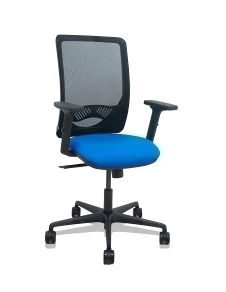 SILLA PIQUERAS Y CRESPO ZULEMA BRAZOS 2D Y APOYO LUMBAR REGULABLES MECANISMO SINCRO RUEDAS NYLON de 65 RESPALDO DE MALLA NEGRA Y