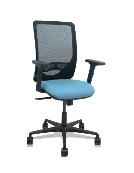 SILLA PIQUERAS Y CRESPO ZULEMA BRAZOS 2D Y APOYO LUMBAR REGULABLES MECANISMO SINCRO RUEDAS NYLON de 65 RESPALDO DE MALLA NEGRA Y