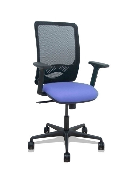SILLA PIQUERAS Y CRESPO ZULEMA BRAZOS 2D Y APOYO LUMBAR REGULABLES MECANISMO SINCRO RUEDAS NYLON de 65 RESPALDO DE MALLA NEGRA Y