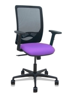 SILLA PIQUERAS Y CRESPO ZULEMA BRAZOS 2D Y APOYO LUMBAR REGULABLES MECANISMO SINCRO RUEDAS NYLON de 65 RESPALDO DE MALLA NEGRA Y