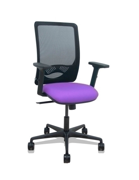 SILLA PIQUERAS Y CRESPO ZULEMA BRAZOS 2D Y APOYO LUMBAR REGULABLES MECANISMO SINCRO RUEDAS NYLON de 65 RESPALDO DE MALLA NEGRA Y