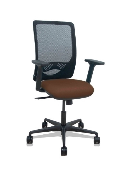 SILLA PIQUERAS Y CRESPO ZULEMA BRAZOS 2D Y APOYO LUMBAR REGULABLES MECANISMO SINCRO RUEDAS NYLON de 65 RESPALDO DE MALLA NEGRA Y