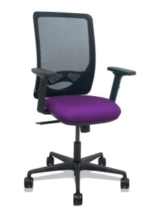SILLA PIQUERAS Y CRESPO ZULEMA BRAZOS 2D Y APOYO LUMBAR REGULABLES MECANISMO SINCRO RUEDAS NYLON de 65 RESPALDO DE MALLA NEGRA Y