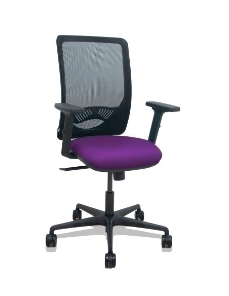 SILLA PIQUERAS Y CRESPO ZULEMA BRAZOS 2D Y APOYO LUMBAR REGULABLES MECANISMO SINCRO RUEDAS NYLON de 65 RESPALDO DE MALLA NEGRA Y