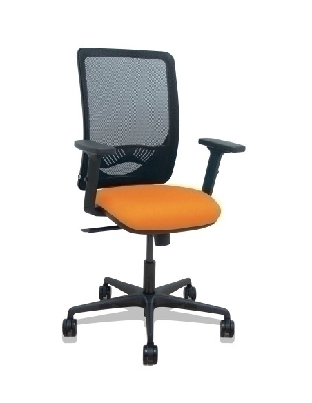 SILLA PIQUERAS Y CRESPO ZULEMA BRAZOS 2D Y APOYO LUMBAR REGULABLES MECANISMO SINCRO RUEDAS NYLON de 65 RESPALDO DE MALLA NEGRA Y