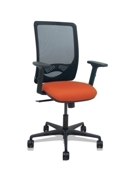 SILLA PIQUERAS Y CRESPO ZULEMA BRAZOS 2D Y APOYO LUMBAR REGULABLES MECANISMO SINCRO RUEDAS NYLON de 65 RESPALDO DE MALLA NEGRA Y