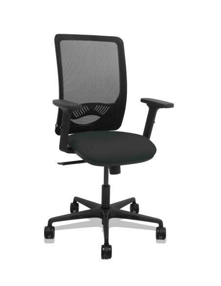 SILLA PIQUERAS Y CRESPO ZULEMA BRAZOS 2D Y APOYO LUMBAR REGULABLES MECANISMO SINCRO RUEDAS NYLON de 65 RESPALDO DE MALLA NEGRA Y