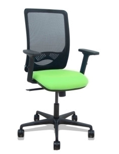 SILLA PIQUERAS Y CRESPO ZULEMA BRAZOS 2D Y APOYO LUMBAR REGULABLES MECANISMO SINCRO RUEDAS NYLON de 65 RESPALDO DE MALLA NEGRA Y