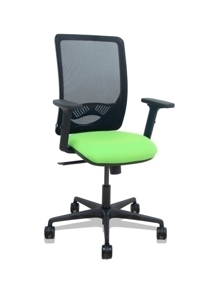 SILLA PIQUERAS Y CRESPO ZULEMA BRAZOS 2D Y APOYO LUMBAR REGULABLES MECANISMO SINCRO RUEDAS NYLON de 65 RESPALDO DE MALLA NEGRA Y