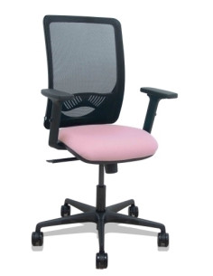 SILLA PIQUERAS Y CRESPO ZULEMA BRAZOS 2D Y APOYO LUMBAR REGULABLES MECANISMO SINCRO RUEDAS NYLON de 65 RESPALDO DE MALLA NEGRA Y