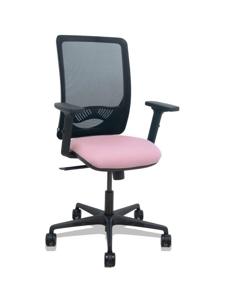 SILLA PIQUERAS Y CRESPO ZULEMA BRAZOS 2D Y APOYO LUMBAR REGULABLES MECANISMO SINCRO RUEDAS NYLON de 65 RESPALDO DE MALLA NEGRA Y