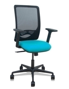 SILLA PIQUERAS Y CRESPO ZULEMA BRAZOS 2D Y APOYO LUMBAR REGULABLES MECANISMO SINCRO RUEDAS NYLON de 65 RESPALDO DE MALLA NEGRA Y
