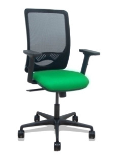 SILLA PIQUERAS Y CRESPO ZULEMA BRAZOS 2D Y APOYO LUMBAR REGULABLES MECANISMO SINCRO RUEDAS NYLON de 65 RESPALDO DE MALLA NEGRA Y