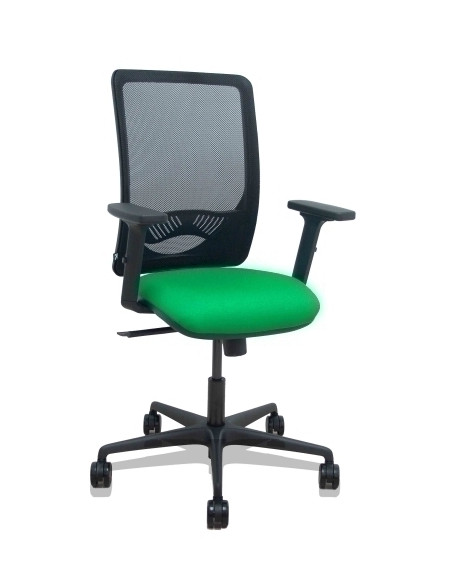 SILLA PIQUERAS Y CRESPO ZULEMA BRAZOS 2D Y APOYO LUMBAR REGULABLES MECANISMO SINCRO RUEDAS NYLON de 65 RESPALDO DE MALLA NEGRA Y