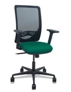 SILLA PIQUERAS Y CRESPO ZULEMA BRAZOS 2D Y APOYO LUMBAR REGULABLES MECANISMO SINCRO RUEDAS NYLON de 65 RESPALDO DE MALLA NEGRA Y