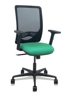 SILLA PIQUERAS Y CRESPO ZULEMA BRAZOS 2D Y APOYO LUMBAR REGULABLES MECANISMO SINCRO RUEDAS NYLON de 65 RESPALDO DE MALLA NEGRA Y
