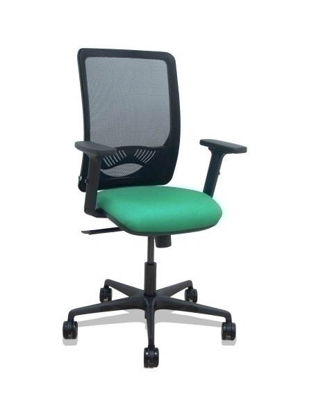 SILLA PIQUERAS Y CRESPO ZULEMA BRAZOS 2D Y APOYO LUMBAR REGULABLES MECANISMO SINCRO RUEDAS NYLON de 65 RESPALDO DE MALLA NEGRA Y