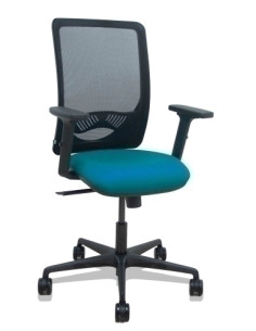SILLA PIQUERAS Y CRESPO ZULEMA BRAZOS 2D Y APOYO LUMBAR REGULABLES MECANISMO SINCRO RUEDAS NYLON de 65 RESPALDO DE MALLA NEGRA Y