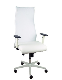 SILLON PIQUERAS Y CRESPO SAHUCO DIRECCION USO INTENSIVO 8H BRAZOS BLANCOS REGULABLES MECANISMO SINCRO RESPALDO MALLA BLANCA TRAN