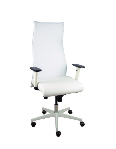 SILLON PIQUERAS Y CRESPO SAHUCO DIRECCION USO INTENSIVO 8H BRAZOS BLANCOS REGULABLES MECANISMO SINCRO RESPALDO MALLA BLANCA TRAN