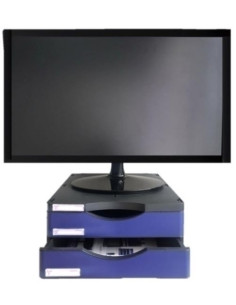 SOPORTE MONITOR ARCHIVO 2000 CON 2 CAJONES NEGROAZUL