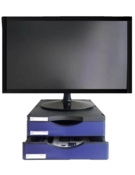 SOPORTE MONITOR ARCHIVO 2000 CON 2 CAJONES NEGROAZUL